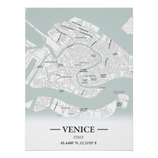 Classic style city map of Venice, Italy Poster