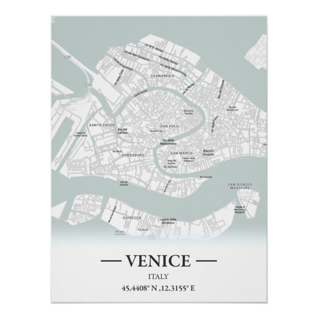 Classic style city map of Venice, Italy Poster (Front)
