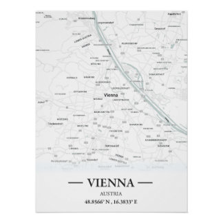Classic style city map of Vienna, Austria Poster
