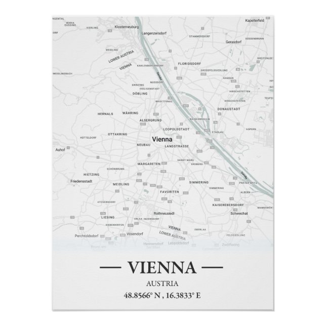 Classic style city map of Vienna, Austria Poster (Front)