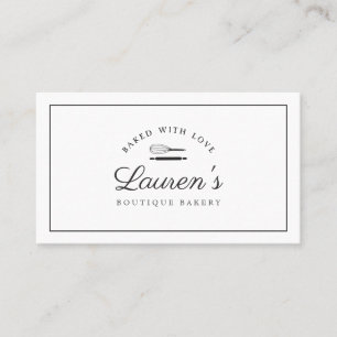 Classic Style Home Bakery Logo Baked with Love Business Card