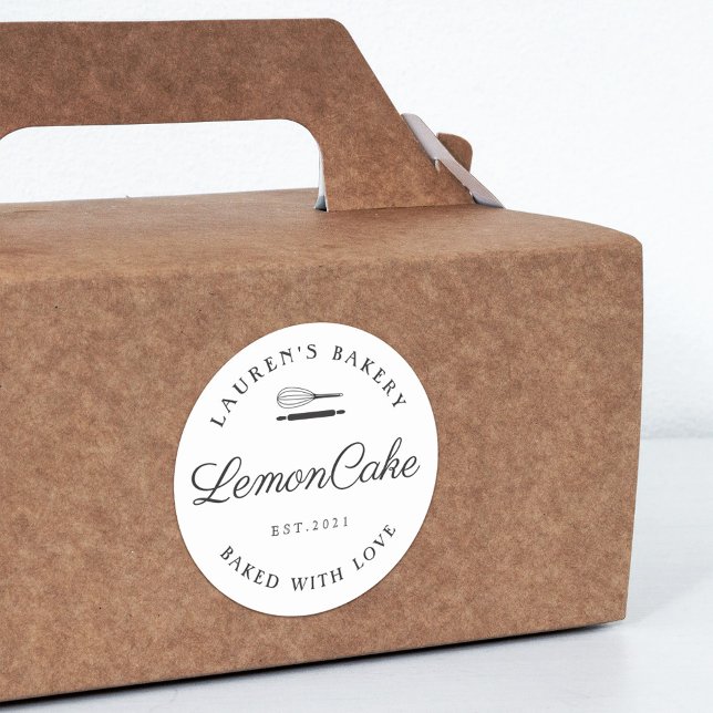 Classic Style Home Bakery Logo Baked with Love Classic Round Sticker (Creator Uploaded)
