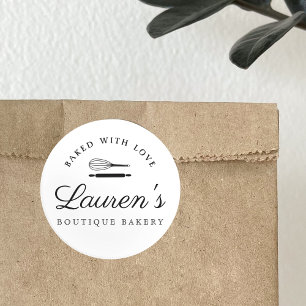 Classic Style Home Bakery Logo with Business Info Classic Round Sticker