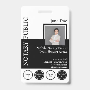 Classic Style Notary Public Badge with QR ID Badge