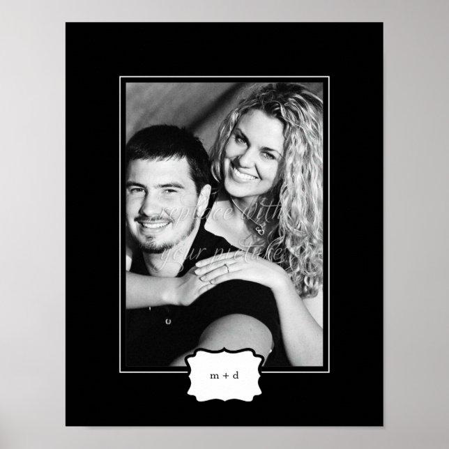 Classic Style Personalised Photo Mat - Black - Poster (Front)