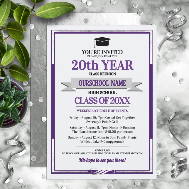 Classic Style School Colours Class Reunion Invitation (Creator Uploaded)