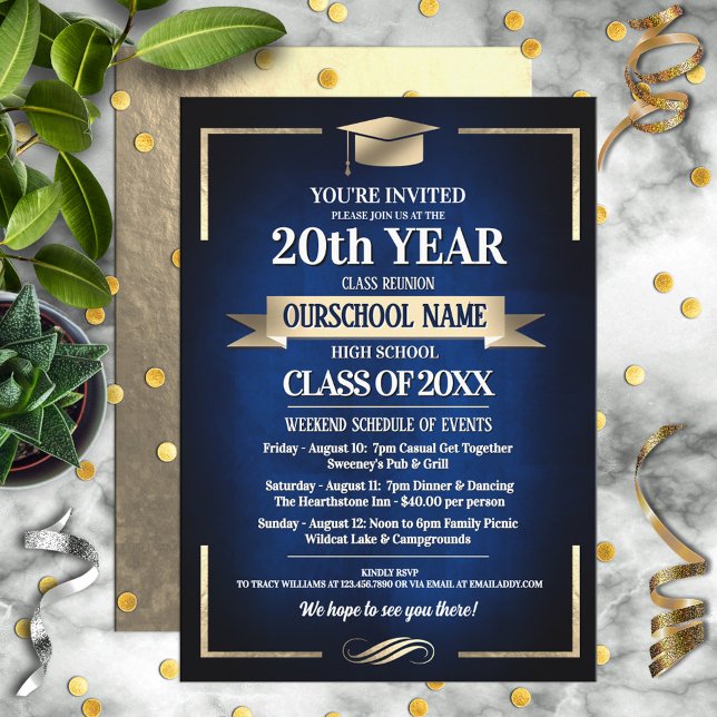 Classic Style School Colours Class Reunion Invitation (Creator Uploaded)