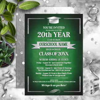 Classic Style School Colours Class Reunion Invitation