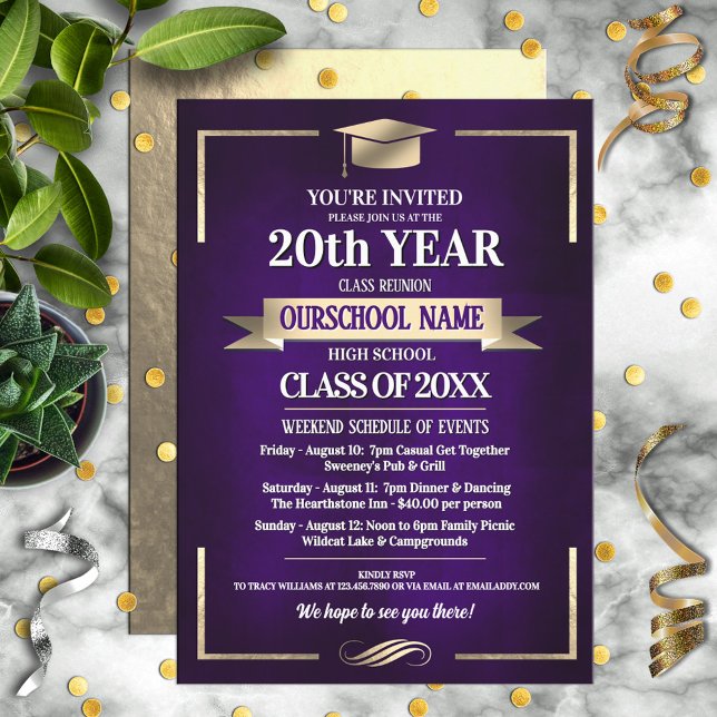 Classic Style School Colours Class Reunion Invitation (Creator Uploaded)