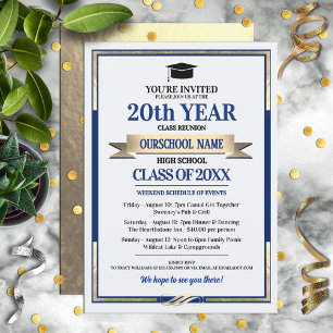 Classic Style School Colours Class Reunion Invitation