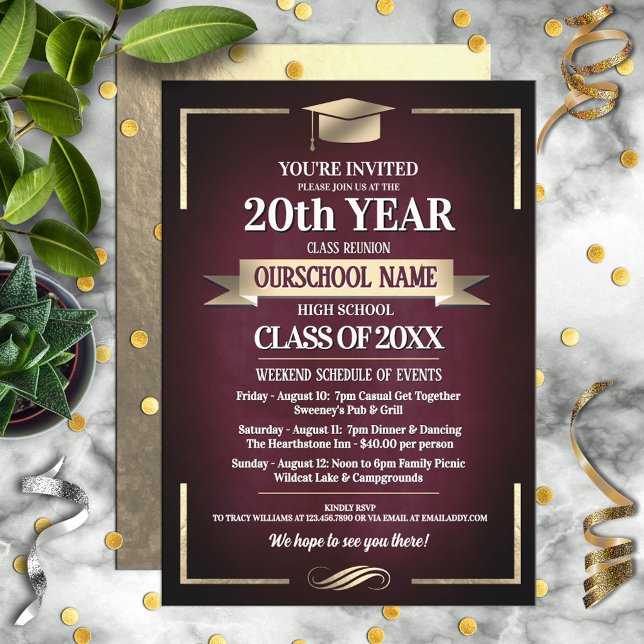 Classic Style School Colours Class Reunion Invitation (Creator Uploaded)