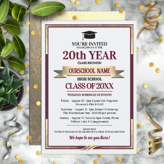 Classic Style School Colours Class Reunion Invitation