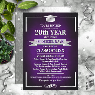 Classic Style School Colours Class Reunion Invitation