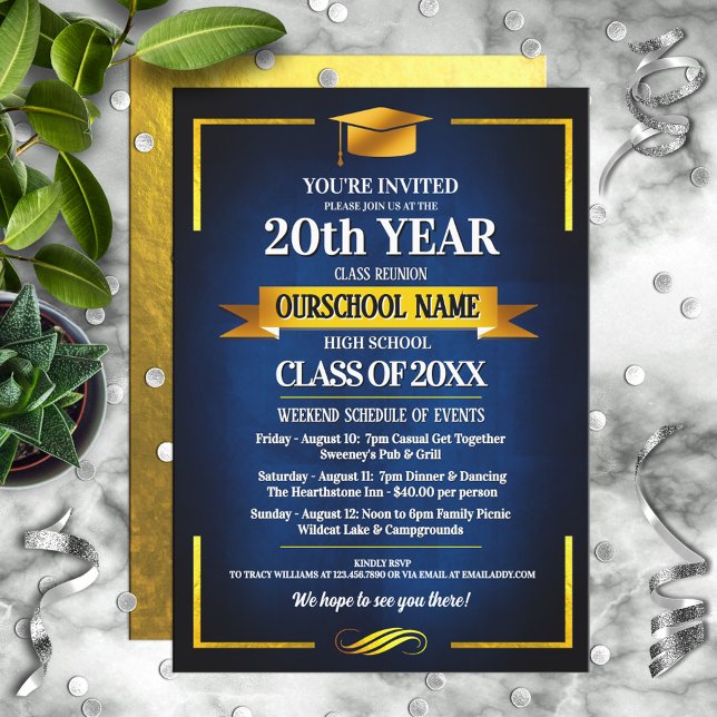 Classic Style School Colours Class Reunion Invitation (Creator Uploaded)