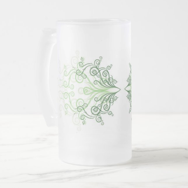 Classic Styles Scrollwork  Frosted Glass Beer Mug (Front Left)