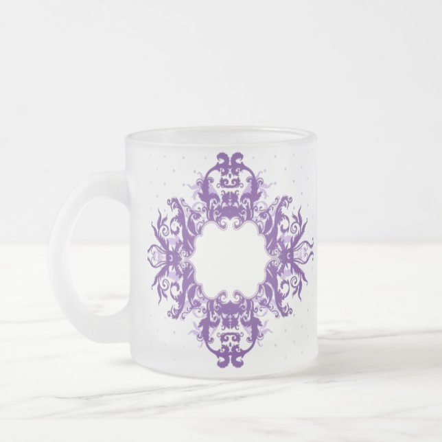 Classic Styles Scrollwork Frosted Glass Coffee Mug (Left)