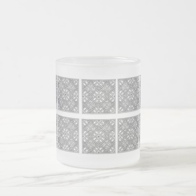 Classic Styles Scrollwork Frosted Glass Coffee Mug (Center)