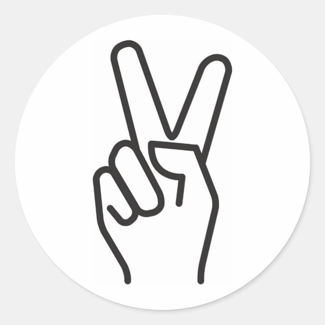 classic stylised victory sign round sticker (Front)