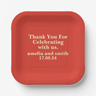 CLASSIC STYLISH ELEGANT CUSTOMIZED NAME WEDDING PAPER PLATE