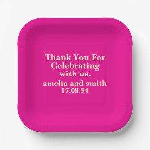 CLASSIC STYLISH ELEGANT CUSTOMIZED NAME WEDDING PAPER PLATE