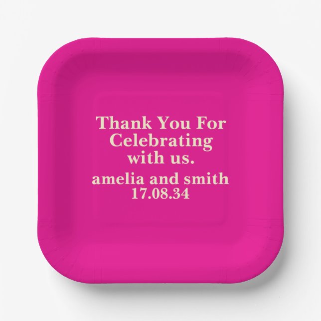 CLASSIC STYLISH ELEGANT CUSTOMIZED NAME WEDDING PAPER PLATE (Front)