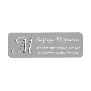 Classic Stylish Grey White Custom Monogram Address