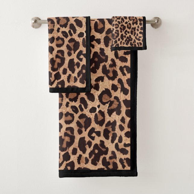 Classic Stylish Leopard Print Bath Towel Set (Insitu)