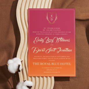 Classic Summer Vibrant Burgundy Wedding  Invitation
