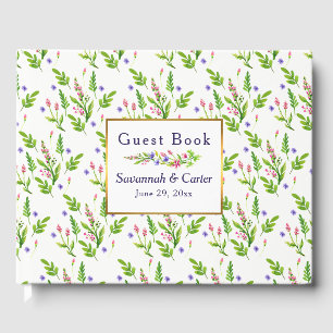 Classic Summertime Flowers Wedding Guest Book