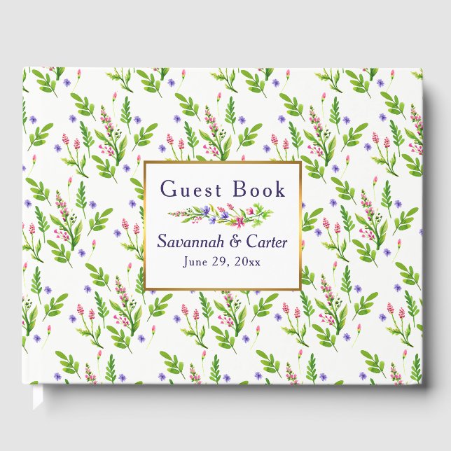 Classic Summertime Flowers Wedding Guest Book (Front)