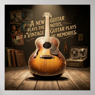 Classic Sunburst Hollow Body Guitar Poster