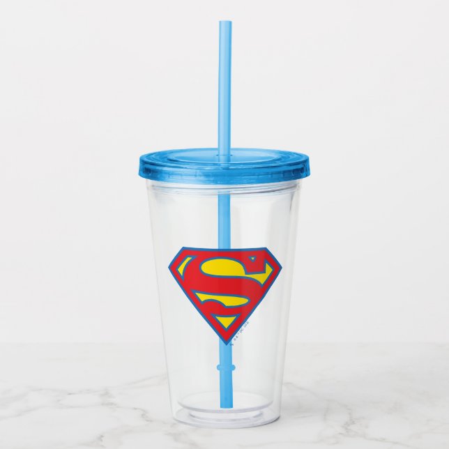 Classic Supergirl Logo with Blue Outline Acrylic Tumbler (Front)