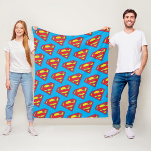 Classic Supergirl Logo with Blue Outline Fleece Blanket