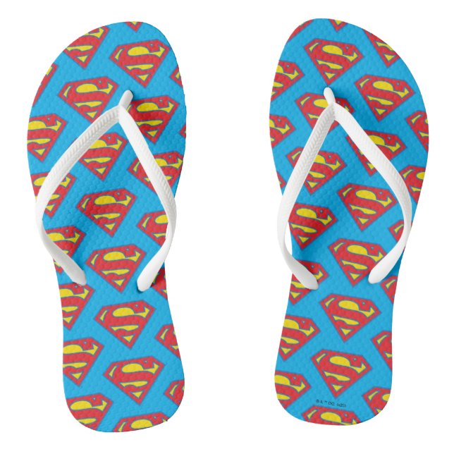 Classic Supergirl Logo with Blue Outline Flip Flops (Footbed)