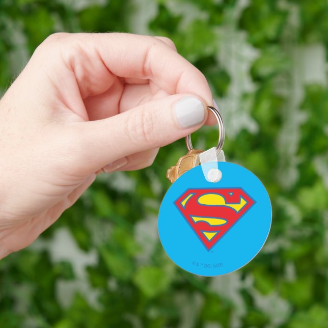 Classic Supergirl Logo with Blue Outline Key Ring (Hand)