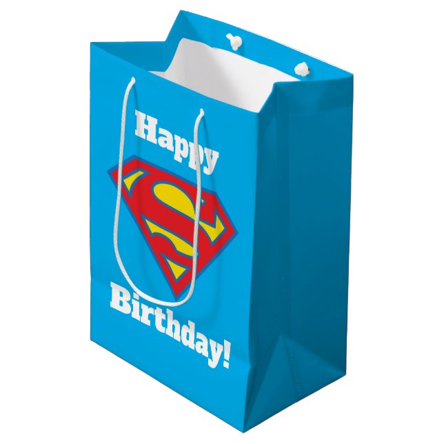 Classic Supergirl Logo with Blue Outline Medium Gift Bag (Front Angled)