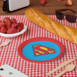 Classic Supergirl Logo with Blue Outline Paper Plate