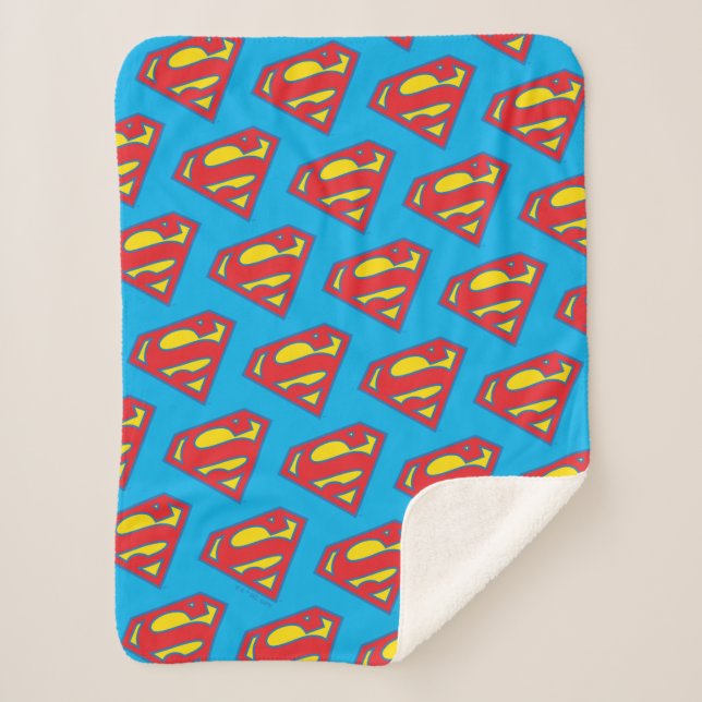 Classic Supergirl Logo with Blue Outline Sherpa Blanket (Front)