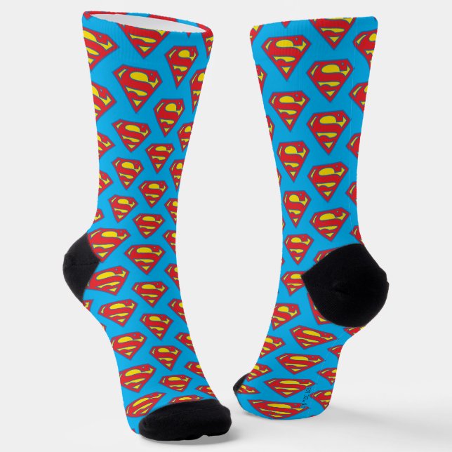 Classic Supergirl Logo with Blue Outline Socks (Angled)