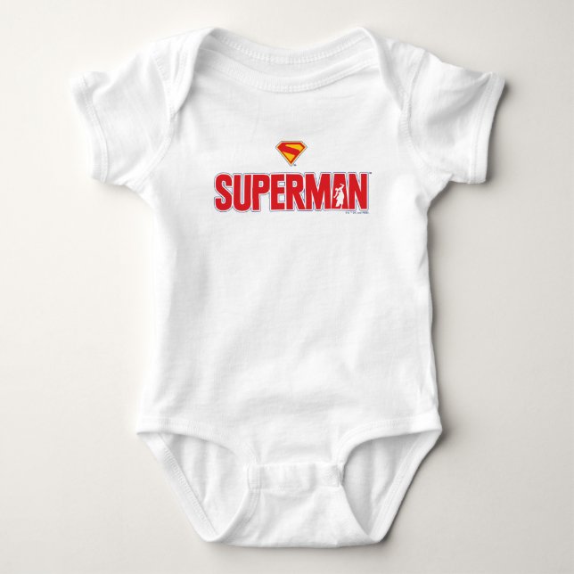 Classic Superman Bold Logo Baby Bodysuit (Front)