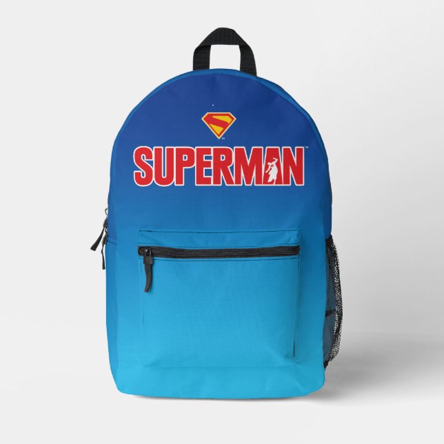 Classic Superman Bold Logo Printed Backpack (Front)