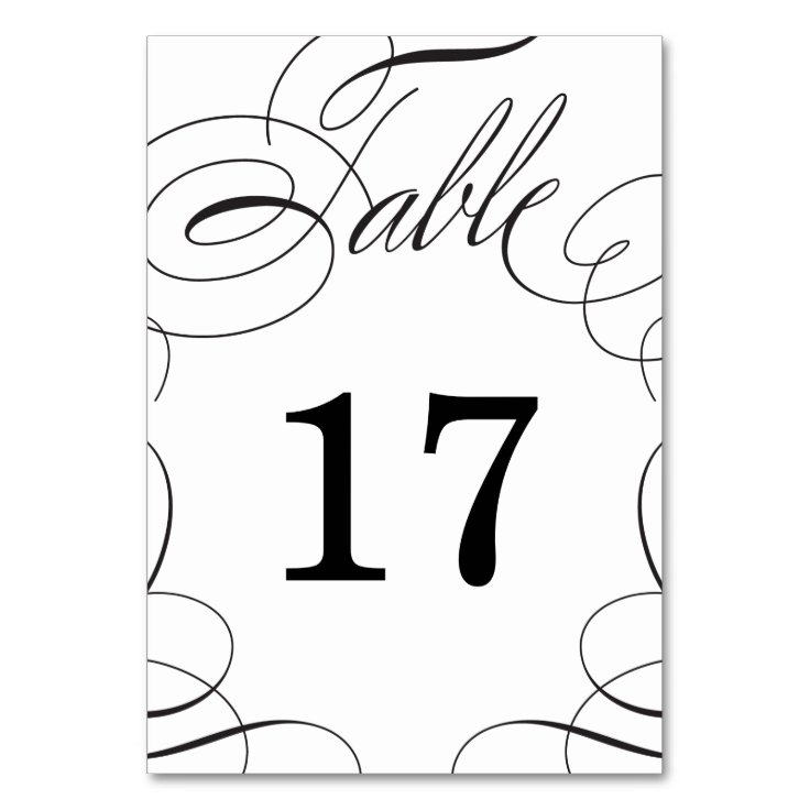 Classic Swash Wedding Table Number Card Zazzle