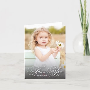 Classic Swirly Script Black With Photo Thank You