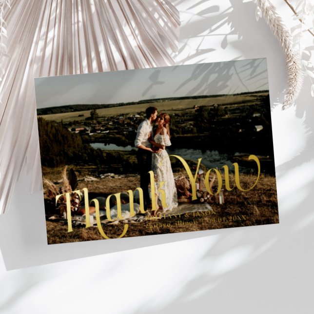 Classic Swirly Thank You Wedding Photo Card (Creator Uploaded)