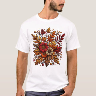 Classic t-shirt with floral embroidery