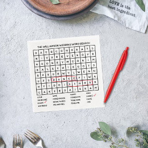 Classic Table Game Word Search Wedding Napkin