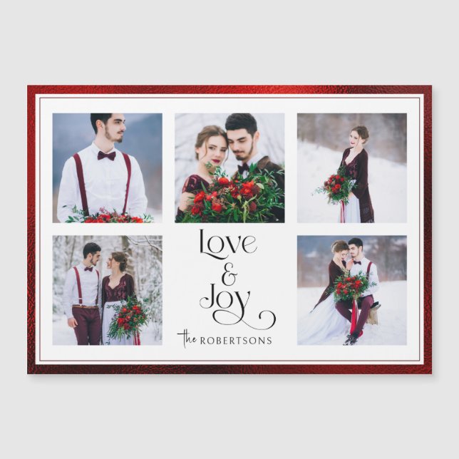 Classic Tailored Love & Joy Typography 5-Photo (Front)