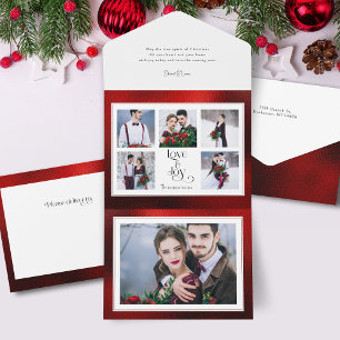 Classic Tailored Love & Joy Typography Multi-Photo All In One Invitation