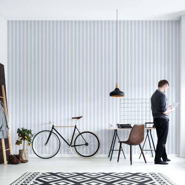Classic Tailored Pinstripe Vertical Line Pattern Wallpaper (Living Room)