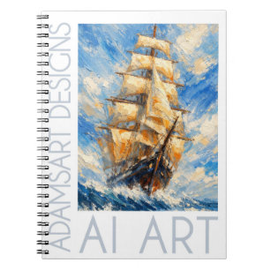 Classic Tall Ship at Sea – Impasto Nautical Art Notebook